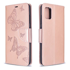 Coque Portefeuille Papillon Livre Cuir Etui Clapet B01F pour Samsung Galaxy A51 4G Or Rose