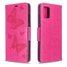 Coque Portefeuille Papillon Livre Cuir Etui Clapet B01F pour Samsung Galaxy A51 4G Rose Rouge