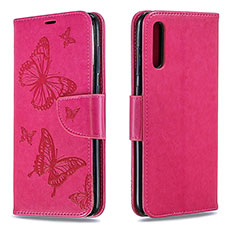 Coque Portefeuille Papillon Livre Cuir Etui Clapet B01F pour Samsung Galaxy A70 Rose Rouge