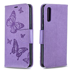 Coque Portefeuille Papillon Livre Cuir Etui Clapet B01F pour Samsung Galaxy A70 Violet Clair