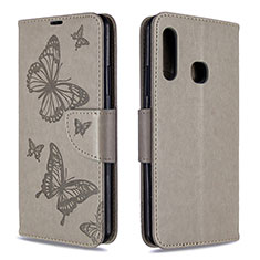 Coque Portefeuille Papillon Livre Cuir Etui Clapet B01F pour Samsung Galaxy A70E Gris