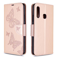 Coque Portefeuille Papillon Livre Cuir Etui Clapet B01F pour Samsung Galaxy A70E Or Rose