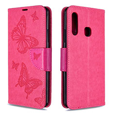 Coque Portefeuille Papillon Livre Cuir Etui Clapet B01F pour Samsung Galaxy A70E Rose Rouge