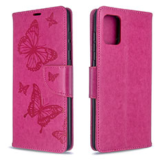 Coque Portefeuille Papillon Livre Cuir Etui Clapet B01F pour Samsung Galaxy A71 4G A715 Rose Rouge
