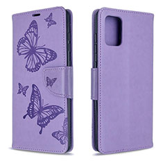 Coque Portefeuille Papillon Livre Cuir Etui Clapet B01F pour Samsung Galaxy A71 4G A715 Violet Clair