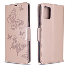 Coque Portefeuille Papillon Livre Cuir Etui Clapet B01F pour Samsung Galaxy A71 5G Or Rose
