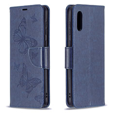 Coque Portefeuille Papillon Livre Cuir Etui Clapet B01F pour Samsung Galaxy M02 Bleu
