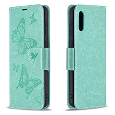 Coque Portefeuille Papillon Livre Cuir Etui Clapet B01F pour Samsung Galaxy M02 Vert