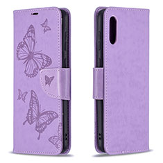 Coque Portefeuille Papillon Livre Cuir Etui Clapet B01F pour Samsung Galaxy M02 Violet Clair