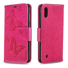 Coque Portefeuille Papillon Livre Cuir Etui Clapet B01F pour Samsung Galaxy M10 Rose Rouge