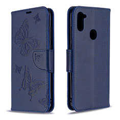 Coque Portefeuille Papillon Livre Cuir Etui Clapet B01F pour Samsung Galaxy M11 Bleu