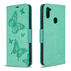 Coque Portefeuille Papillon Livre Cuir Etui Clapet B01F pour Samsung Galaxy M11 Vert
