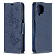 Coque Portefeuille Papillon Livre Cuir Etui Clapet B01F pour Samsung Galaxy M12 Bleu