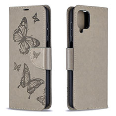 Coque Portefeuille Papillon Livre Cuir Etui Clapet B01F pour Samsung Galaxy M12 Gris
