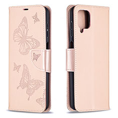Coque Portefeuille Papillon Livre Cuir Etui Clapet B01F pour Samsung Galaxy M12 Or Rose