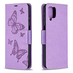 Coque Portefeuille Papillon Livre Cuir Etui Clapet B01F pour Samsung Galaxy M12 Violet Clair