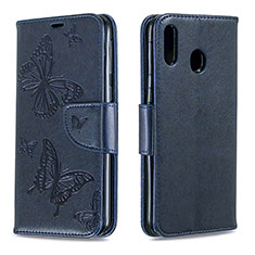 Coque Portefeuille Papillon Livre Cuir Etui Clapet B01F pour Samsung Galaxy M20 Bleu