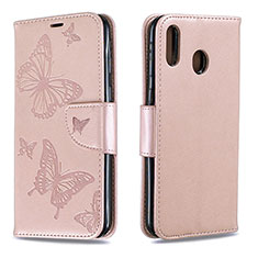 Coque Portefeuille Papillon Livre Cuir Etui Clapet B01F pour Samsung Galaxy M20 Or Rose