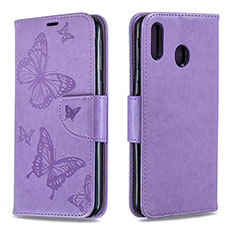 Coque Portefeuille Papillon Livre Cuir Etui Clapet B01F pour Samsung Galaxy M20 Violet Clair