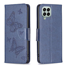 Coque Portefeuille Papillon Livre Cuir Etui Clapet B01F pour Samsung Galaxy M33 5G Bleu