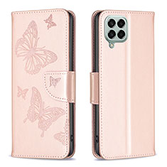 Coque Portefeuille Papillon Livre Cuir Etui Clapet B01F pour Samsung Galaxy M33 5G Or Rose