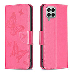 Coque Portefeuille Papillon Livre Cuir Etui Clapet B01F pour Samsung Galaxy M33 5G Rose Rouge