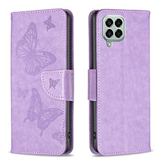 Coque Portefeuille Papillon Livre Cuir Etui Clapet B01F pour Samsung Galaxy M33 5G Violet Clair