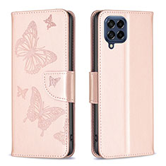 Coque Portefeuille Papillon Livre Cuir Etui Clapet B01F pour Samsung Galaxy M53 5G Or Rose