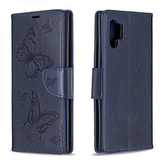 Coque Portefeuille Papillon Livre Cuir Etui Clapet B01F pour Samsung Galaxy Note 10 Plus 5G Bleu