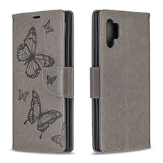 Coque Portefeuille Papillon Livre Cuir Etui Clapet B01F pour Samsung Galaxy Note 10 Plus 5G Gris