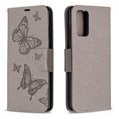 Coque Portefeuille Papillon Livre Cuir Etui Clapet B01F pour Samsung Galaxy Note 20 5G Gris
