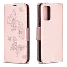 Coque Portefeuille Papillon Livre Cuir Etui Clapet B01F pour Samsung Galaxy Note 20 5G Or Rose