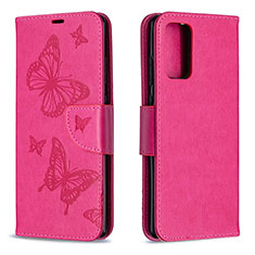 Coque Portefeuille Papillon Livre Cuir Etui Clapet B01F pour Samsung Galaxy Note 20 5G Rose Rouge
