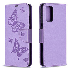 Coque Portefeuille Papillon Livre Cuir Etui Clapet B01F pour Samsung Galaxy Note 20 5G Violet Clair