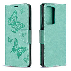 Coque Portefeuille Papillon Livre Cuir Etui Clapet B01F pour Samsung Galaxy Note 20 Ultra 5G Vert