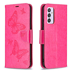 Coque Portefeuille Papillon Livre Cuir Etui Clapet B01F pour Samsung Galaxy Quantum2 5G Rose Rouge