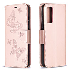 Coque Portefeuille Papillon Livre Cuir Etui Clapet B01F pour Samsung Galaxy S20 FE (2022) 5G Or Rose
