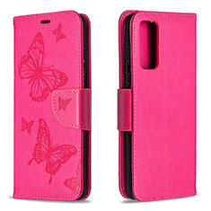 Coque Portefeuille Papillon Livre Cuir Etui Clapet B01F pour Samsung Galaxy S20 FE (2022) 5G Rose Rouge