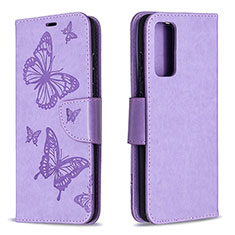 Coque Portefeuille Papillon Livre Cuir Etui Clapet B01F pour Samsung Galaxy S20 FE (2022) 5G Violet Clair