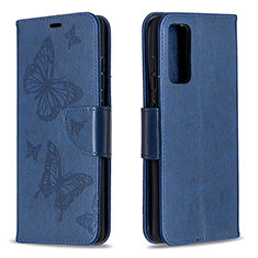 Coque Portefeuille Papillon Livre Cuir Etui Clapet B01F pour Samsung Galaxy S20 FE 4G Bleu