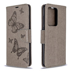 Coque Portefeuille Papillon Livre Cuir Etui Clapet B01F pour Samsung Galaxy S20 Plus 5G Gris