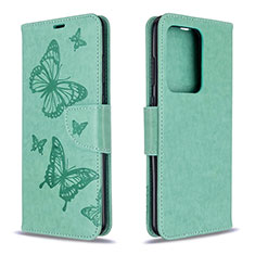 Coque Portefeuille Papillon Livre Cuir Etui Clapet B01F pour Samsung Galaxy S20 Plus 5G Vert