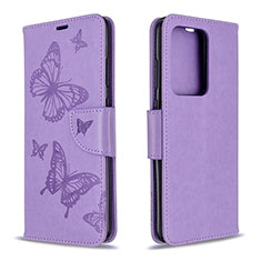 Coque Portefeuille Papillon Livre Cuir Etui Clapet B01F pour Samsung Galaxy S20 Plus Violet Clair