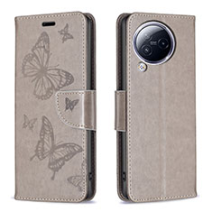 Coque Portefeuille Papillon Livre Cuir Etui Clapet B01F pour Xiaomi Civi 3 5G Gris