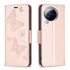Coque Portefeuille Papillon Livre Cuir Etui Clapet B01F pour Xiaomi Civi 3 5G Or Rose