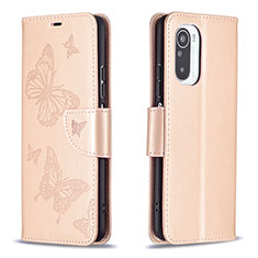 Coque Portefeuille Papillon Livre Cuir Etui Clapet B01F pour Xiaomi Mi 11X 5G Or Rose