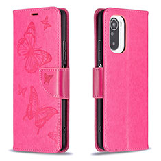 Coque Portefeuille Papillon Livre Cuir Etui Clapet B01F pour Xiaomi Mi 11X 5G Rose Rouge