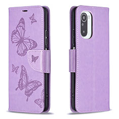 Coque Portefeuille Papillon Livre Cuir Etui Clapet B01F pour Xiaomi Mi 11X 5G Violet Clair