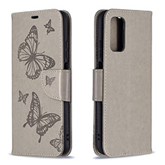 Coque Portefeuille Papillon Livre Cuir Etui Clapet B01F pour Xiaomi Poco M3 Gris