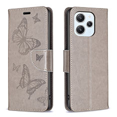 Coque Portefeuille Papillon Livre Cuir Etui Clapet B01F pour Xiaomi Redmi 12 4G Gris